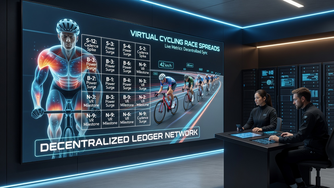 Virtuele cycling race spread dashboard met geïntegreerde biometrische bingo grid verificatie