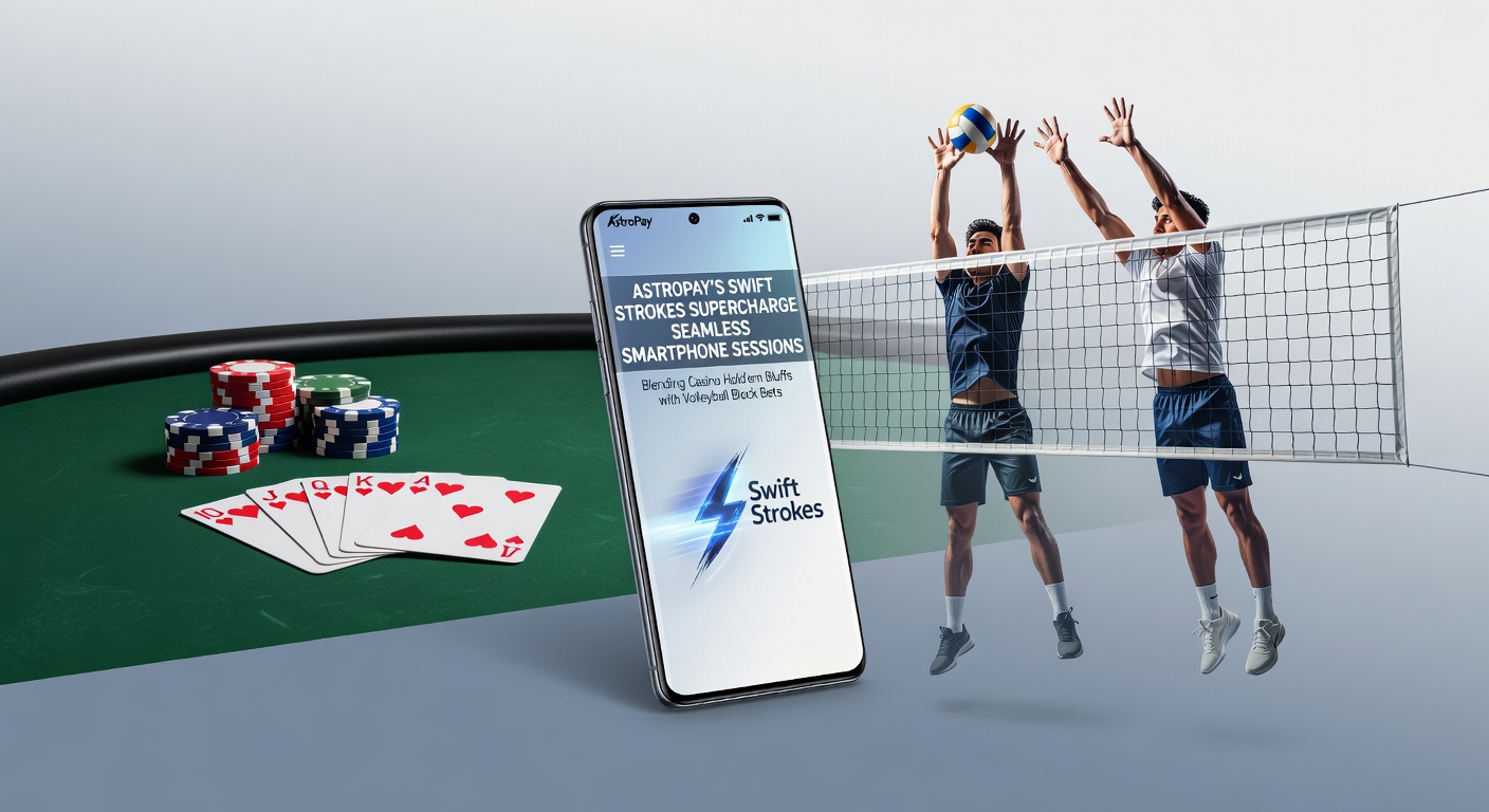 Smartphone met Casino Hold'em bluff-strategie en volleybal block bets, aangedreven door AstroPay transacties