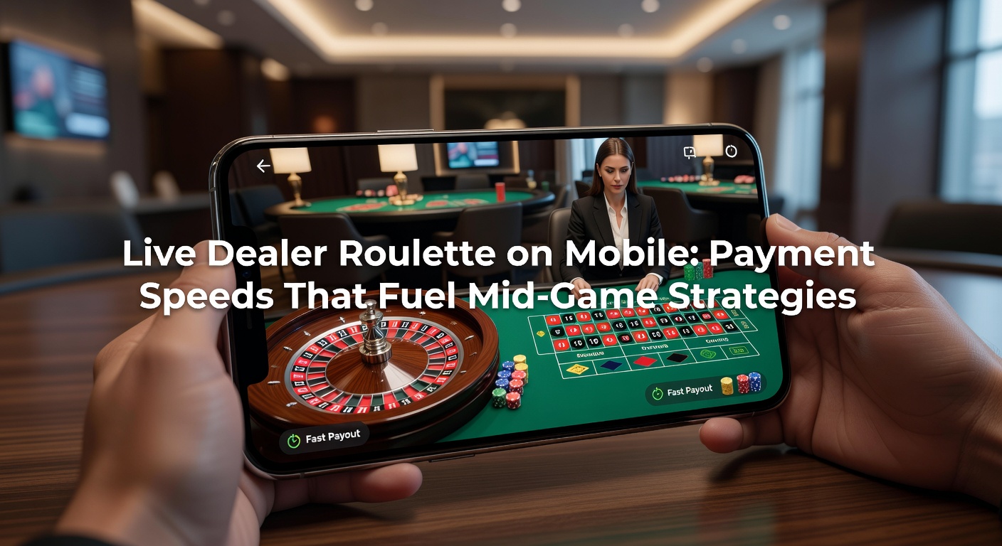 Mobiele interface van live dealer roulette met dealer achter het wiel en snelle betaalopties zichtbaar op het scherm
