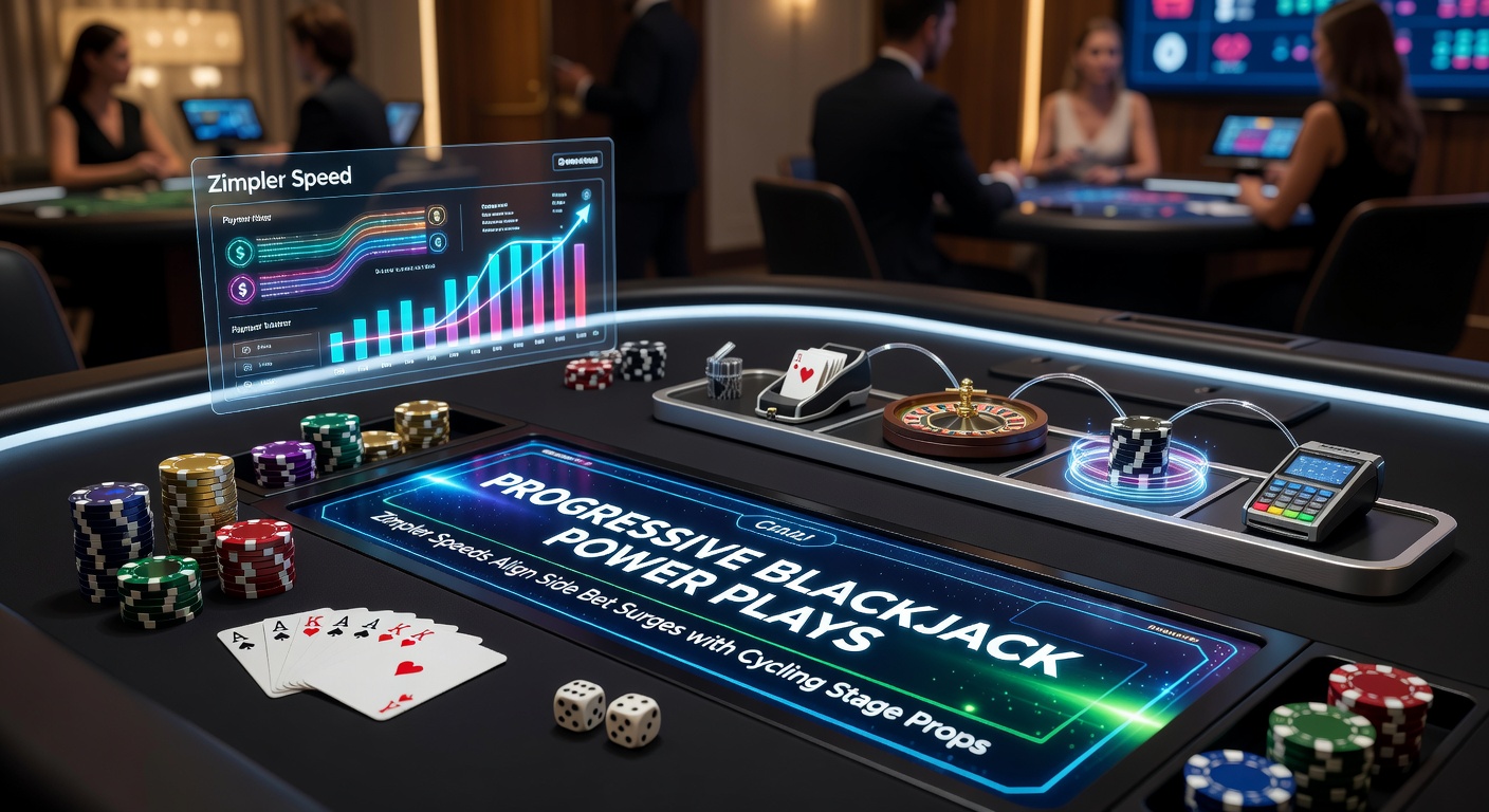 Dynamische weergave van een wielretappe prop bet gecombineerd met een progressive blackjack hand op een mobiel scherm, met Zimpler icoon voor snelle transacties