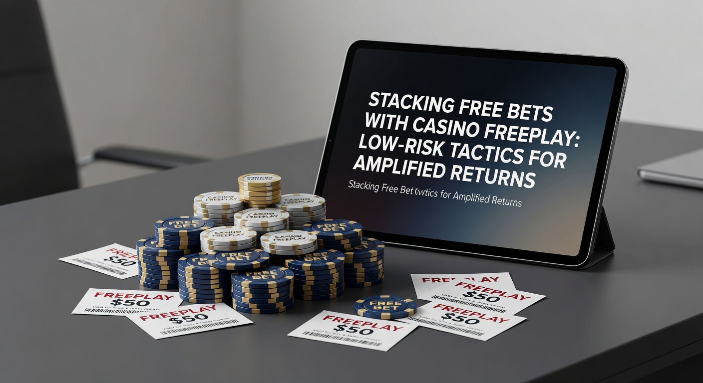 Grafiek die de stapeling van free bets en casino freeplay illustreert met pijlen die risico's minimaliseren en rendementen tonen