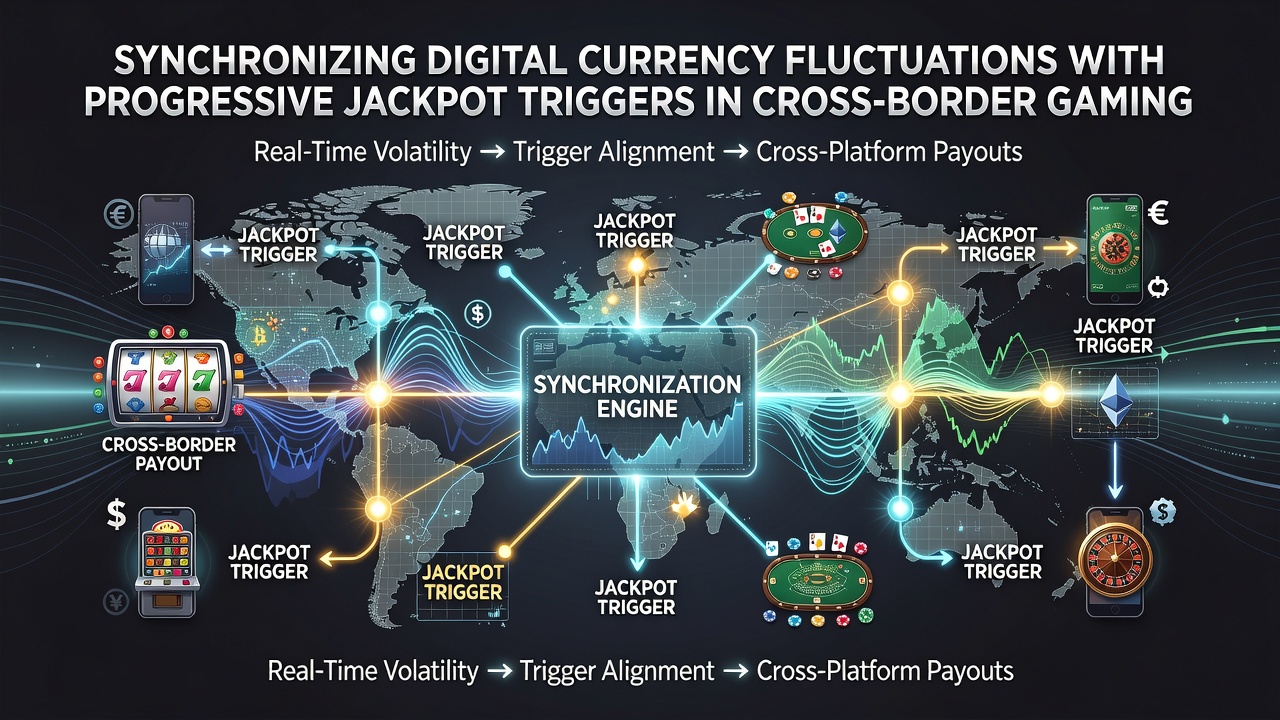 Diagram van grensoverschrijdende integratie tussen digitale valuta en jackpot triggers in gaming ecosystemen