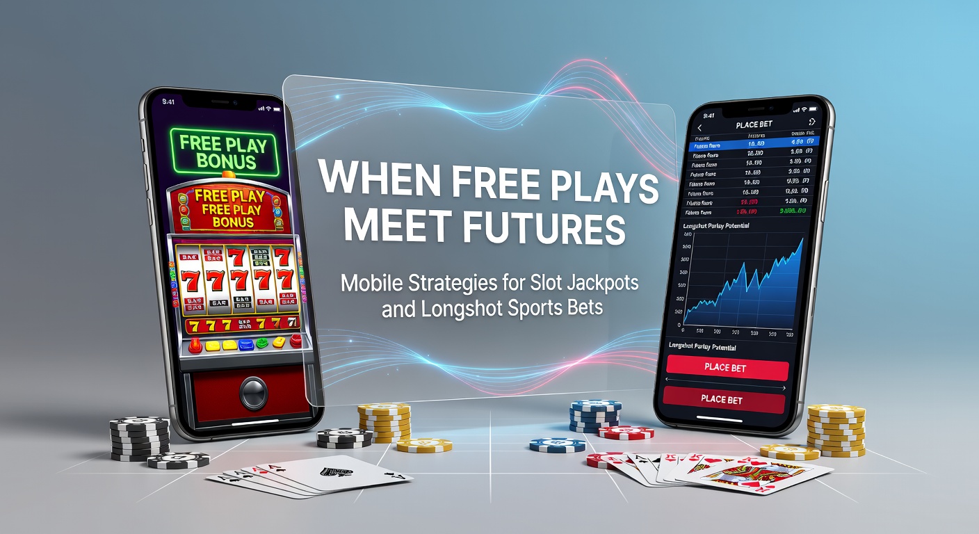 Mobiele telefoon met gokkast jackpot en futures sportweddenschappen op scherm, symboliserend gecombineerde strategieën