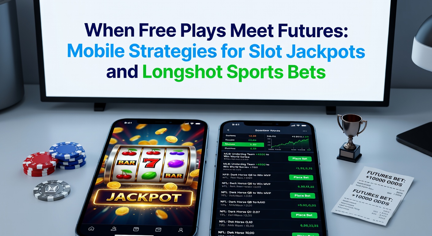 Grafiek met stijgende lijnen van mobiele free plays en futures bets, met jackpot iconen en sport trofeeën